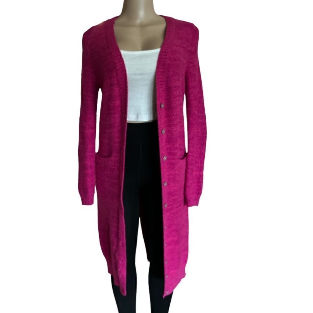 Anthropology pilcro Classic Longline Cardigan In Pink.